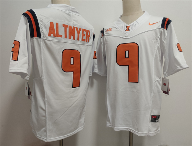 Men's Illinois Fighting Illini #9 Luke Altmyer White 2025 F.U.S.E. Cheez-It Citrus Bowl Patch Vapor Limited Stitched Football Jersey